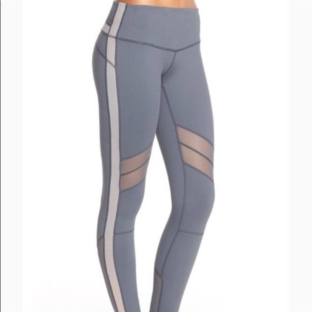 Zella Grey + Shimmer Mesh Panel Moto Leggings - Small